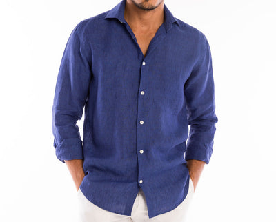 <b>Linen Shirt</b><br> Navy Blue - QVINTO